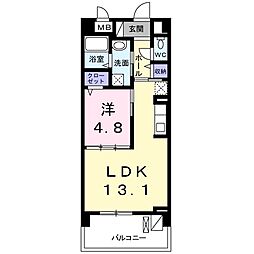 ヴァンクール 1LDKの間取図画像