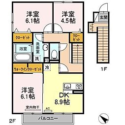 イストワールFIII 2階3DKの間取り