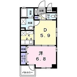 高松マナーハウス 1DKの間取図画像