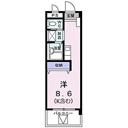 カーサオーラ・ソーレ ワンルームの間取図画像