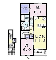 ホープ　I 2階2LDKの間取り