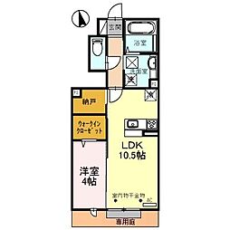 ルミエールエヴァー 1階1LDKの間取り