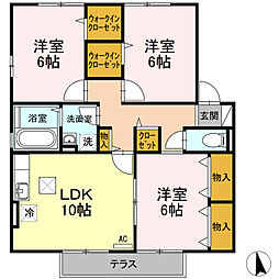 アムールA 3LDKの間取図画像