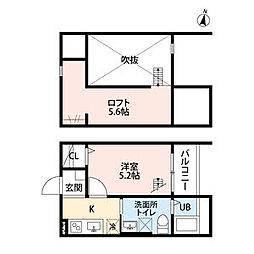 ブランフィーユ 2階1Kの間取り