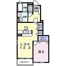 サンフラワーD 1LDKの間取図画像