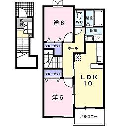 ヴィオラ　レジデンスＡ 2階2LDKの間取り