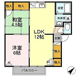 フォルム利松B 2LDKの間取図画像