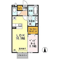 D-room赤田 1LDKの間取図画像