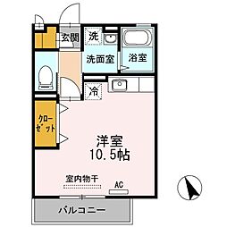 シエルガーデン ワンルームの間取図画像