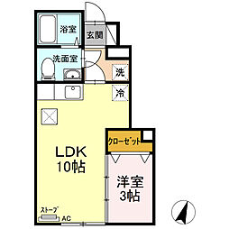 ルグラン造道 1階1LDKの間取り
