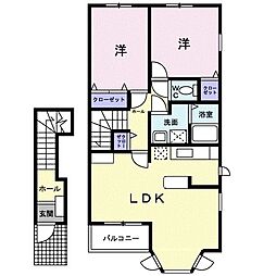 クレールメゾン 2LDKの間取図画像
