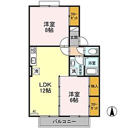 ハイツ・サンブライト 1階2LDKの間取り