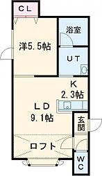 コムフォート2 1LDKの間取図画像