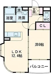 桜台マンション 1LDKの間取図画像