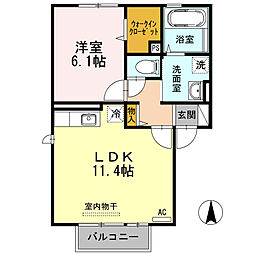 サンモール広面 1LDKの間取図画像