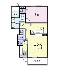 サンリットララ 1階1LDKの間取り