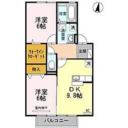 プロシードK2 2DKの間取図画像