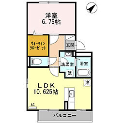 ロッソはなみずき 1LDKの間取図画像
