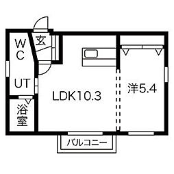 SOHO 4階1LDKの間取り