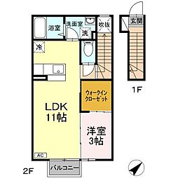 ロイヤルコート茨島 1LDKの間取図画像