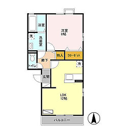 ヴェラハイツM 1LDKの間取図画像
