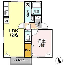 クレセントオサダ　Ｂ 1階1LDKの間取り