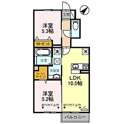 D-room道下 2LDKの間取図画像