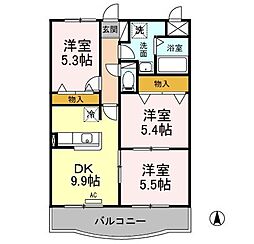 JR上越新幹線 燕三条駅 バス5分 県央大橋東詰下車 徒歩5分の賃貸マンション 2階3DKの間取り