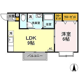 パセオメルベーユ 1LDKの間取図画像