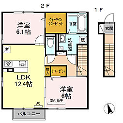 クレストハウス 2LDKの間取図画像