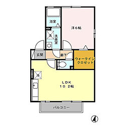 ウィルモア西梶尾C 1LDKの間取図画像