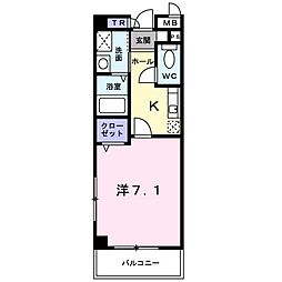 ディライト 1Kの間取図画像