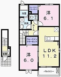 アルベロ・アズーリ 2LDKの間取図画像