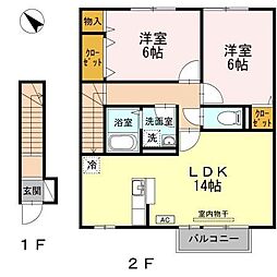 レジデンス城東 2LDKの間取図画像