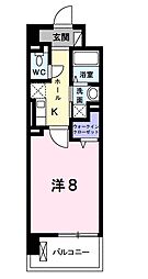 クラシェス尼崎 1Kの間取図画像