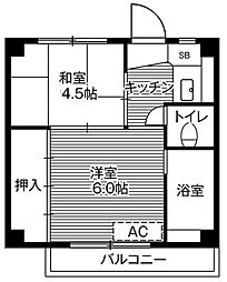 JR東北本線 岩沼駅 徒歩21分の賃貸マンション 1階2Kの間取り