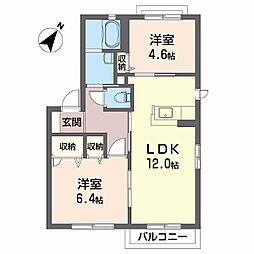 シャーメゾン南川A 2LDKの間取図画像