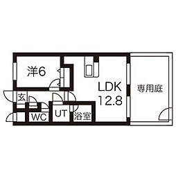 リヴェール月が丘 1LDKの間取図画像