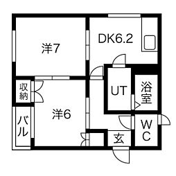 フェアリー1番館 2DKの間取図画像