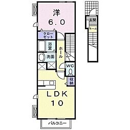 ペアシティ古河1 1LDKの間取図画像