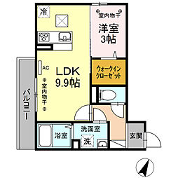 シャインピークス大和A 1LDKの間取図画像
