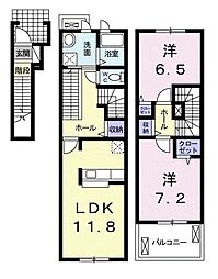 アプリコット1 2LDKの間取図画像