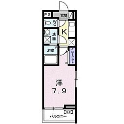 レジデンスナカ 1Kの間取図画像
