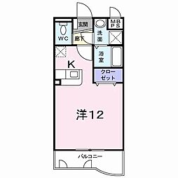 はなみずき・Ｍ 3階ワンルームの間取り