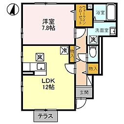 JR上越線 群馬総社駅 徒歩17分の賃貸アパート 1階1LDKの間取り