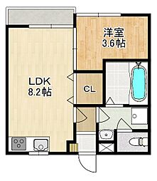 modern palazzo J-BLUE 2階1LDKの間取り