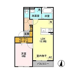 グラン・ヴェルジェA 1LDKの間取図画像