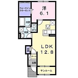 紫陽花7 1LDKの間取図画像