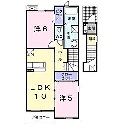 プロムナードデレイヴB 2LDKの間取図画像