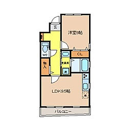 プルミエール 2階1LDKの間取り